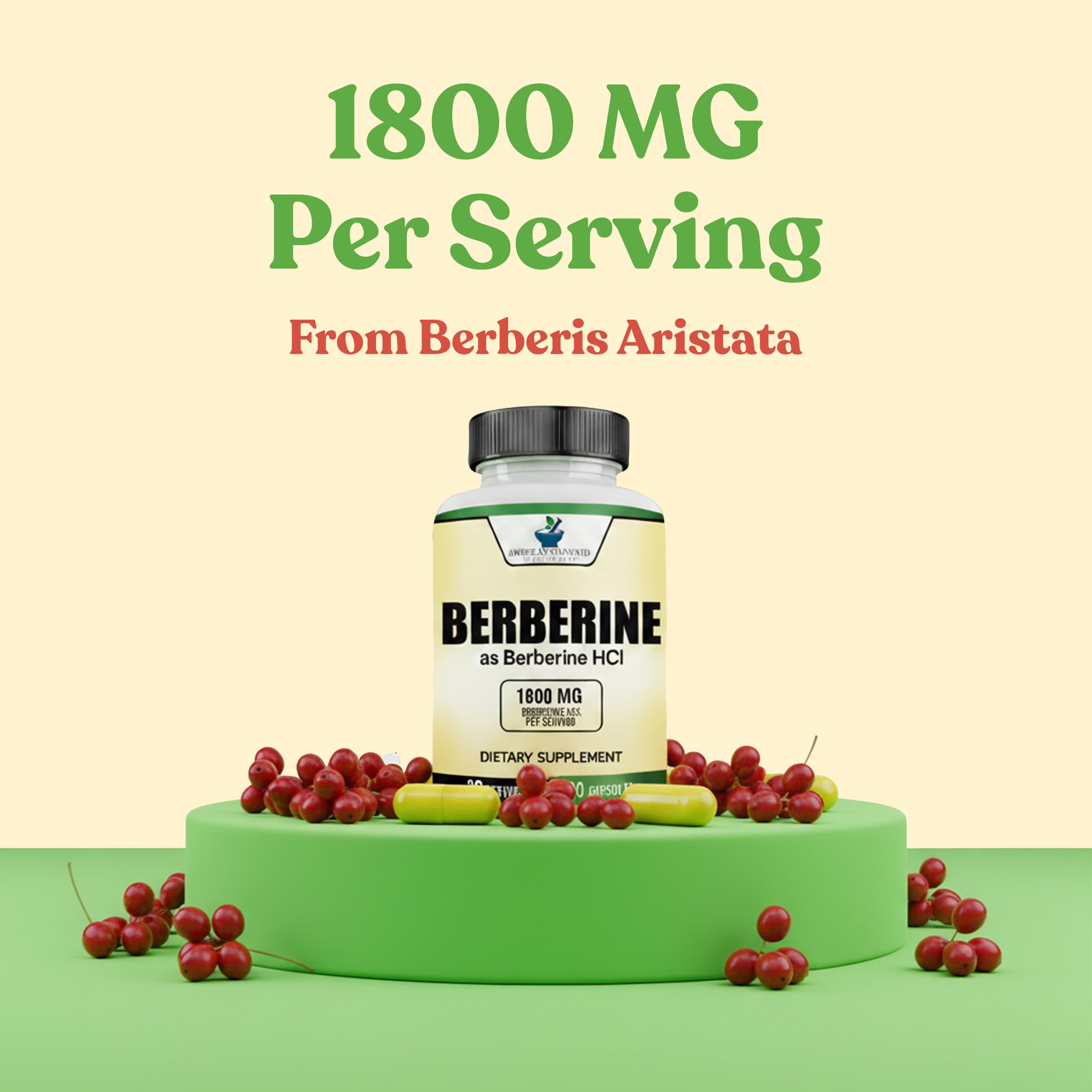Close-up of American Standard Supplements Berberine HCL capsules