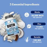 Close-up of American Standard Supplements Biotin 20,000 mcg capsules