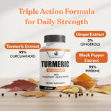 Close-up of American Standard Supplements Turmeric Capsules showing the capsules