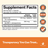 Close-up of American Standard Supplements Vitamin D3 and K2 capsule