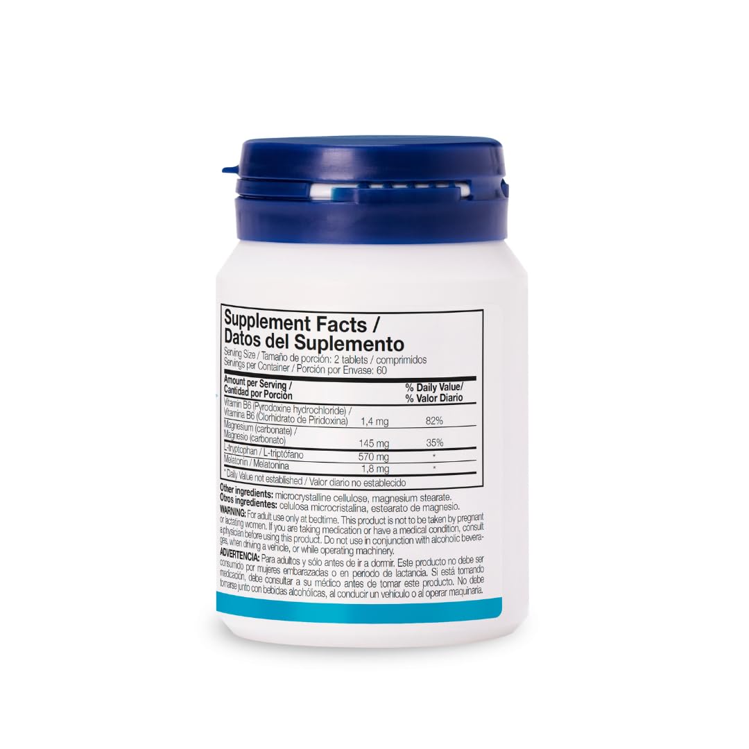 Close-up of Ana María Lajusticia Tryptophan, Melatonin, Magnesium & Vitamin B6 capsules