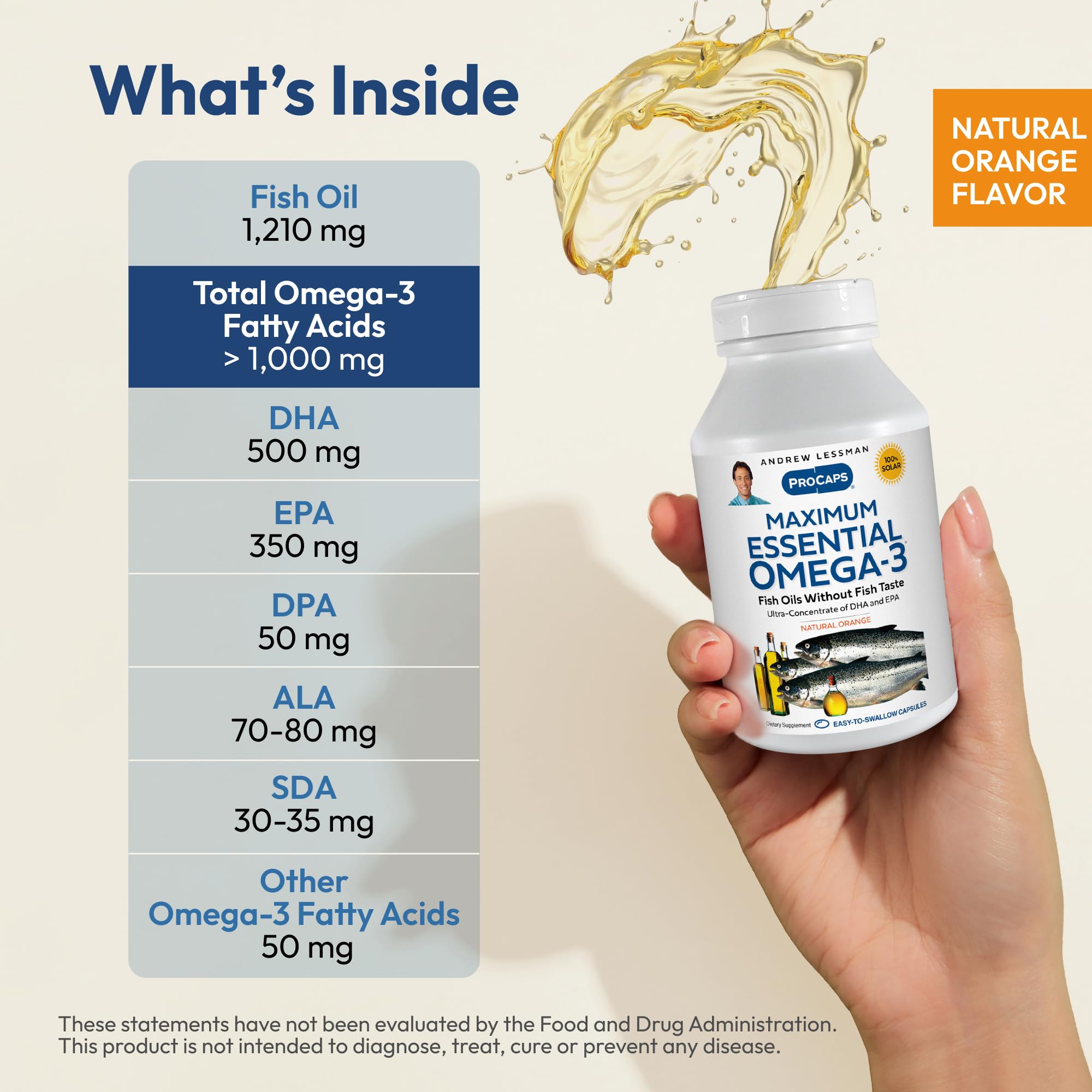 Close-up of ANDREW LESSMAN Maximum Essential Omega-3 capsule