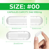 Close-up of Angtai JN vegetarian capsules showing size options