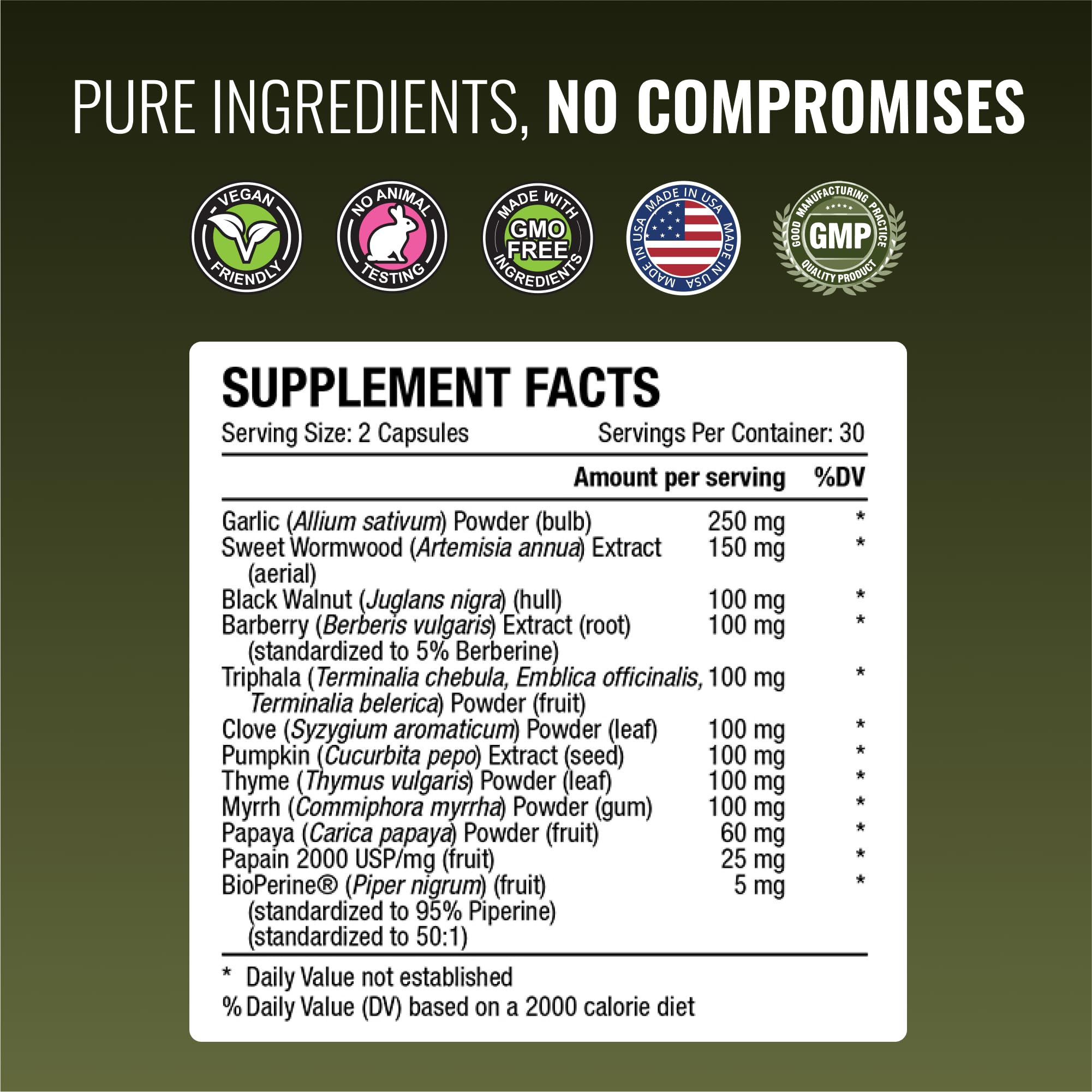 Close-up of Approved Science Parastrin Garlic capsules
