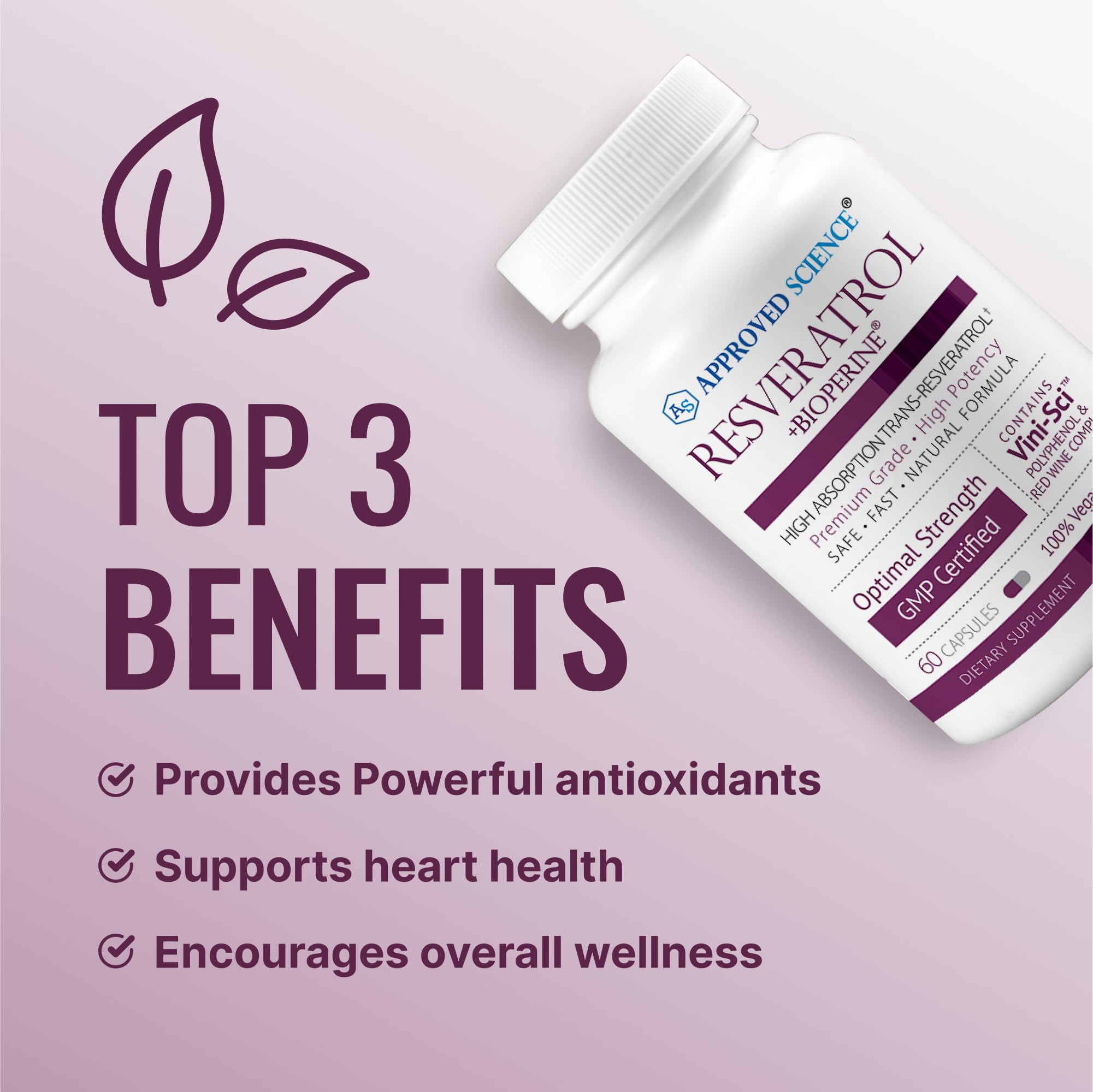 Close-up of Approved Science Resveratrol capsules