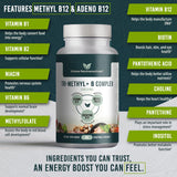 Close-up of Athelas Neutraceuticals Tri-Methyl+ B Complex label