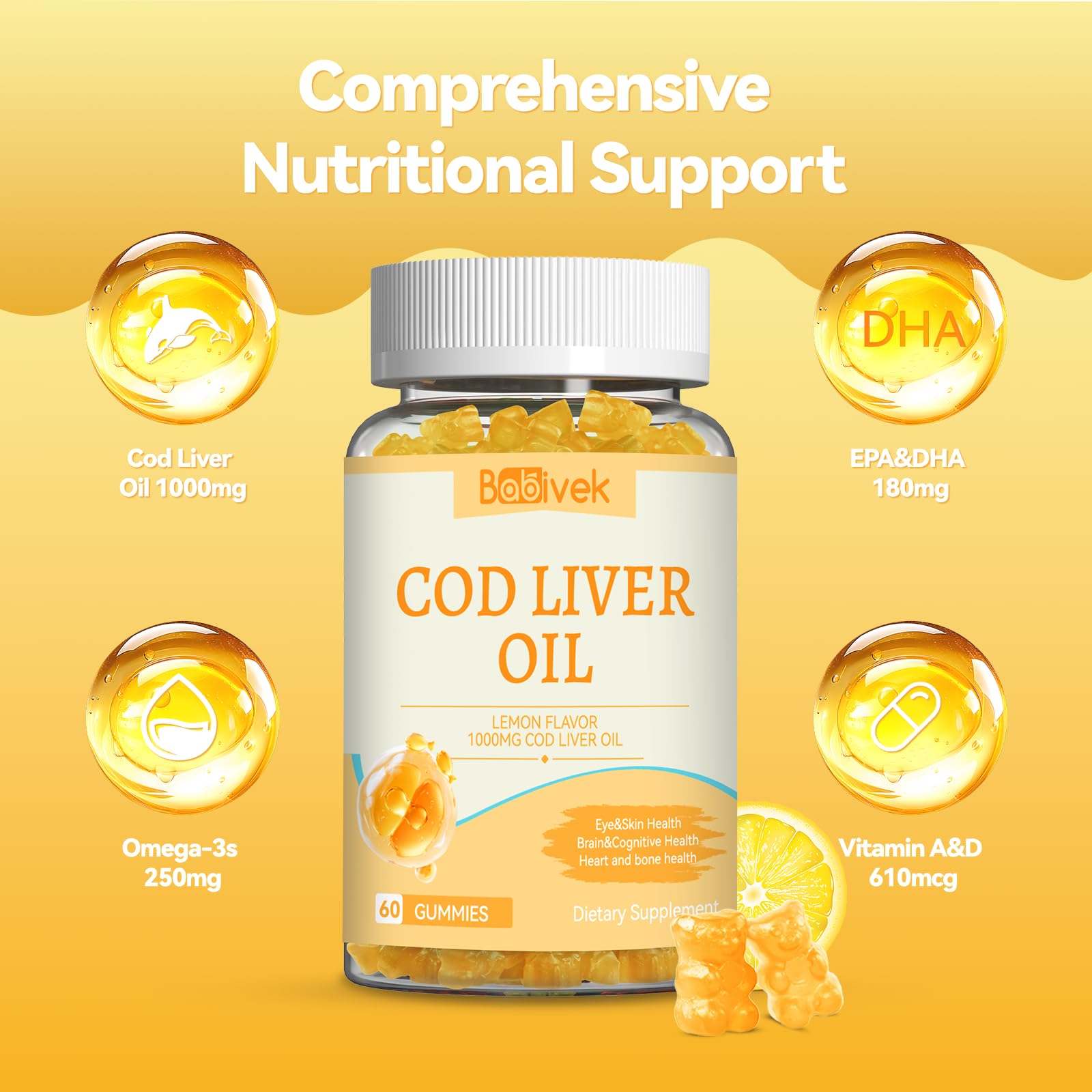 Close-up of Babivek Cod Liver Oil Gummies