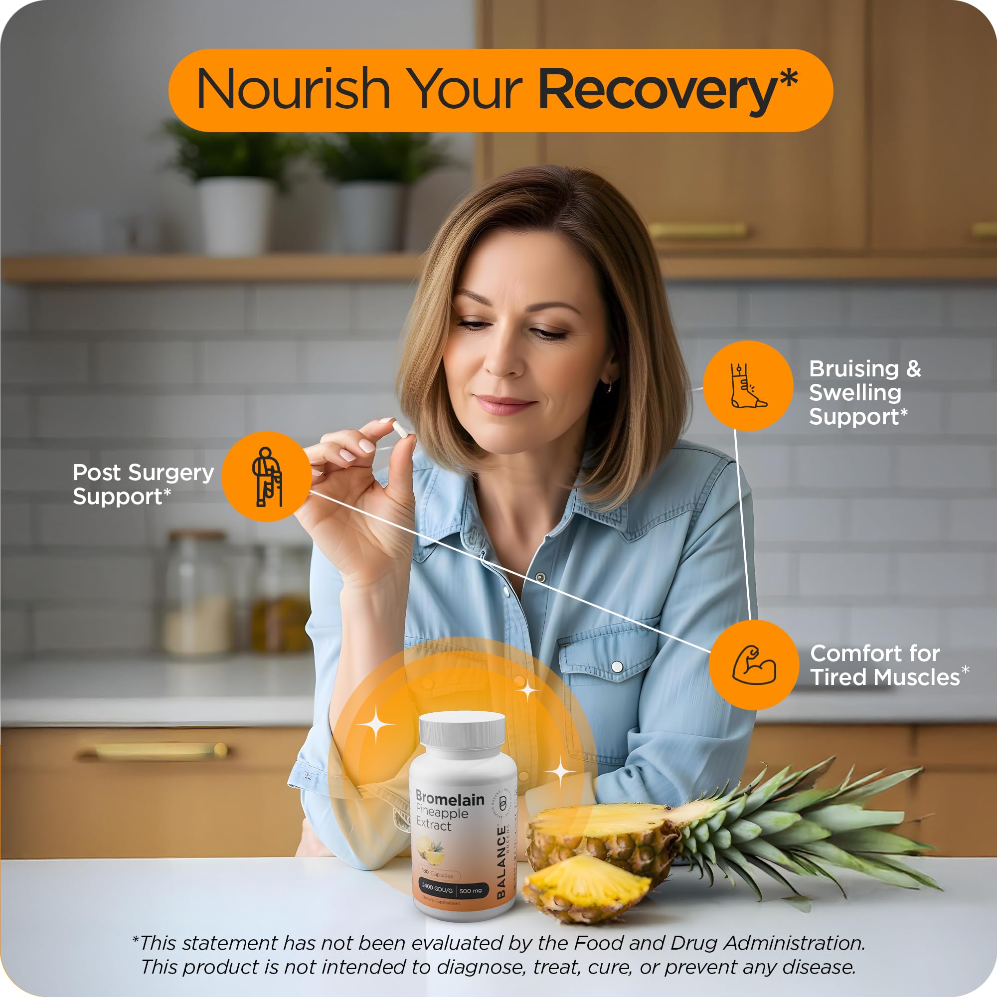 Close-up of Balancebreens Bromelain 500mg capsule
