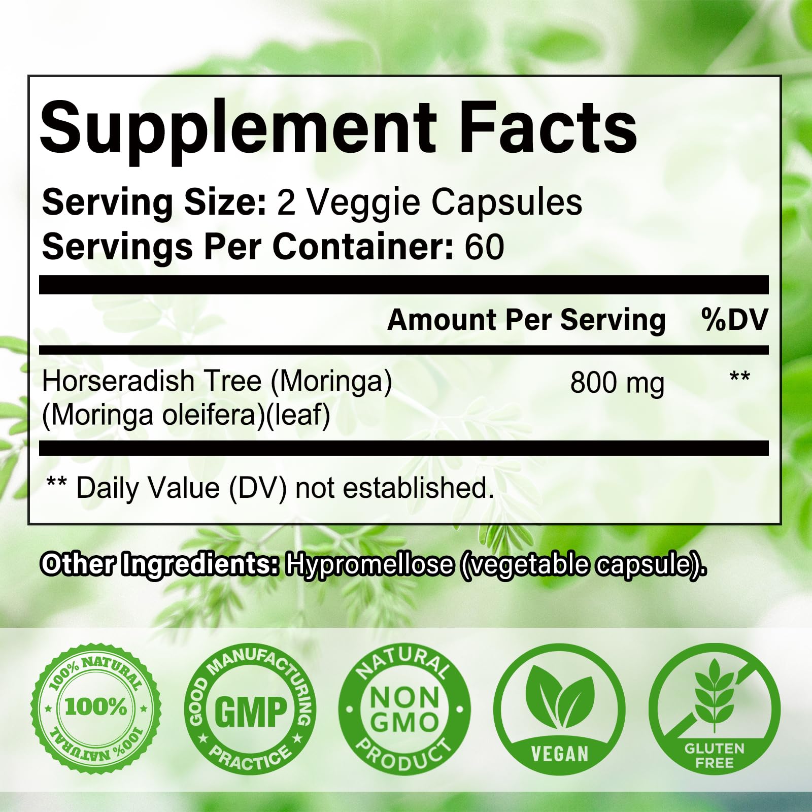 Close-up of Balincer Moringa Capsules showcasing the capsule size