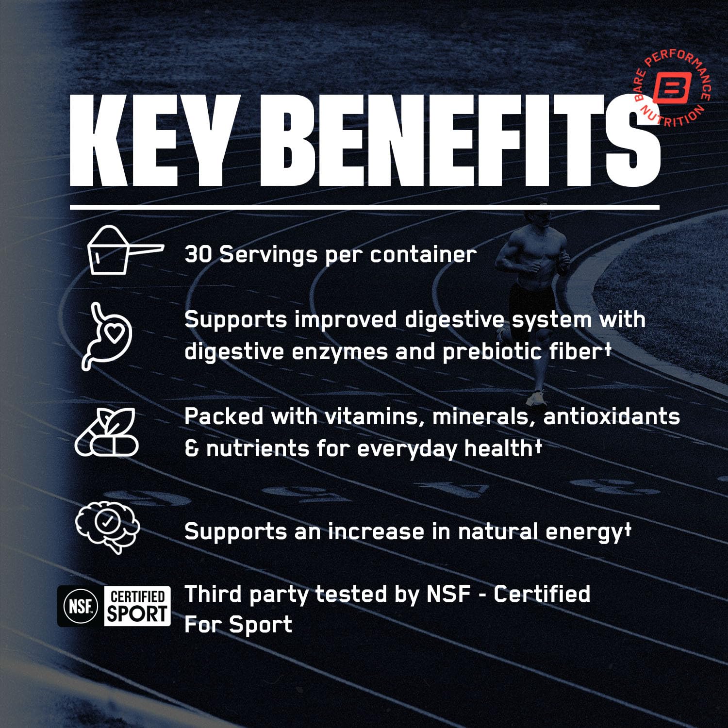 Close-up of BARE PERFORMANCE NUTRITION STRONG REDS ingredients