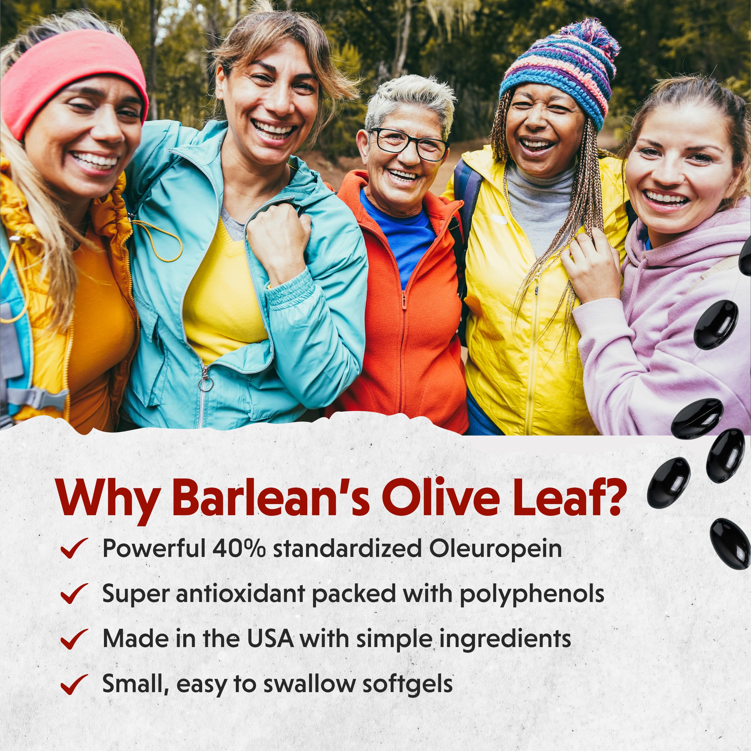Close-up of Barlean's Olive Leaf mini-softgel