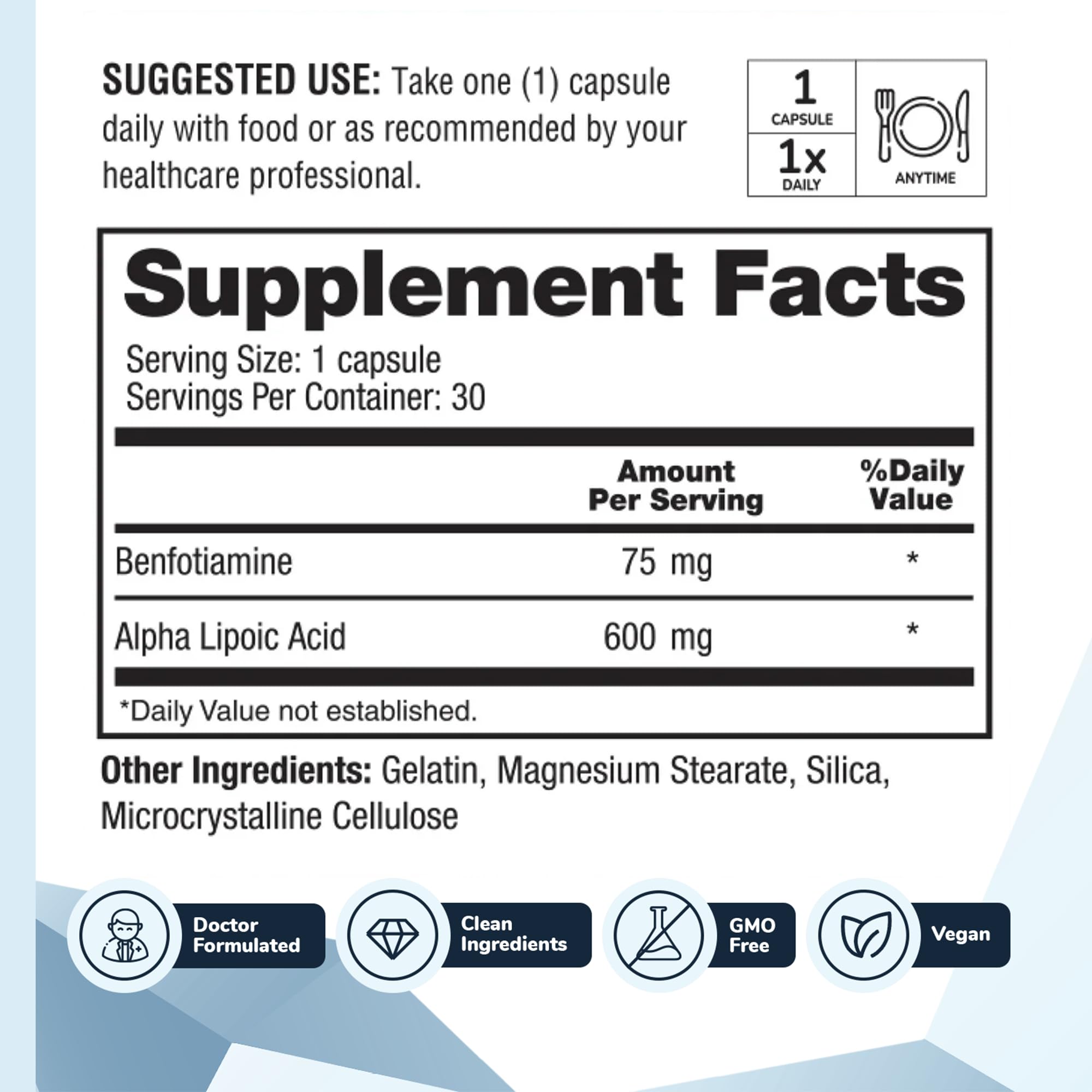 Close-up of Barton Nutrition Nervala Alpha Lipoic Acid capsule