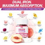 Close-up of BBEEAAUU Iron Gummies peach flavour