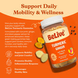 Close-up of BeLive Turmeric Gummies with ginger and black pepper