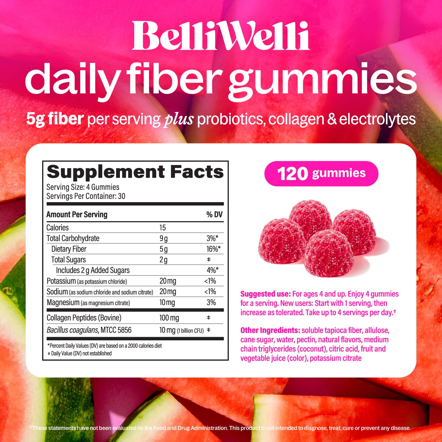 Close-up of Belli Welli watermelon gummy