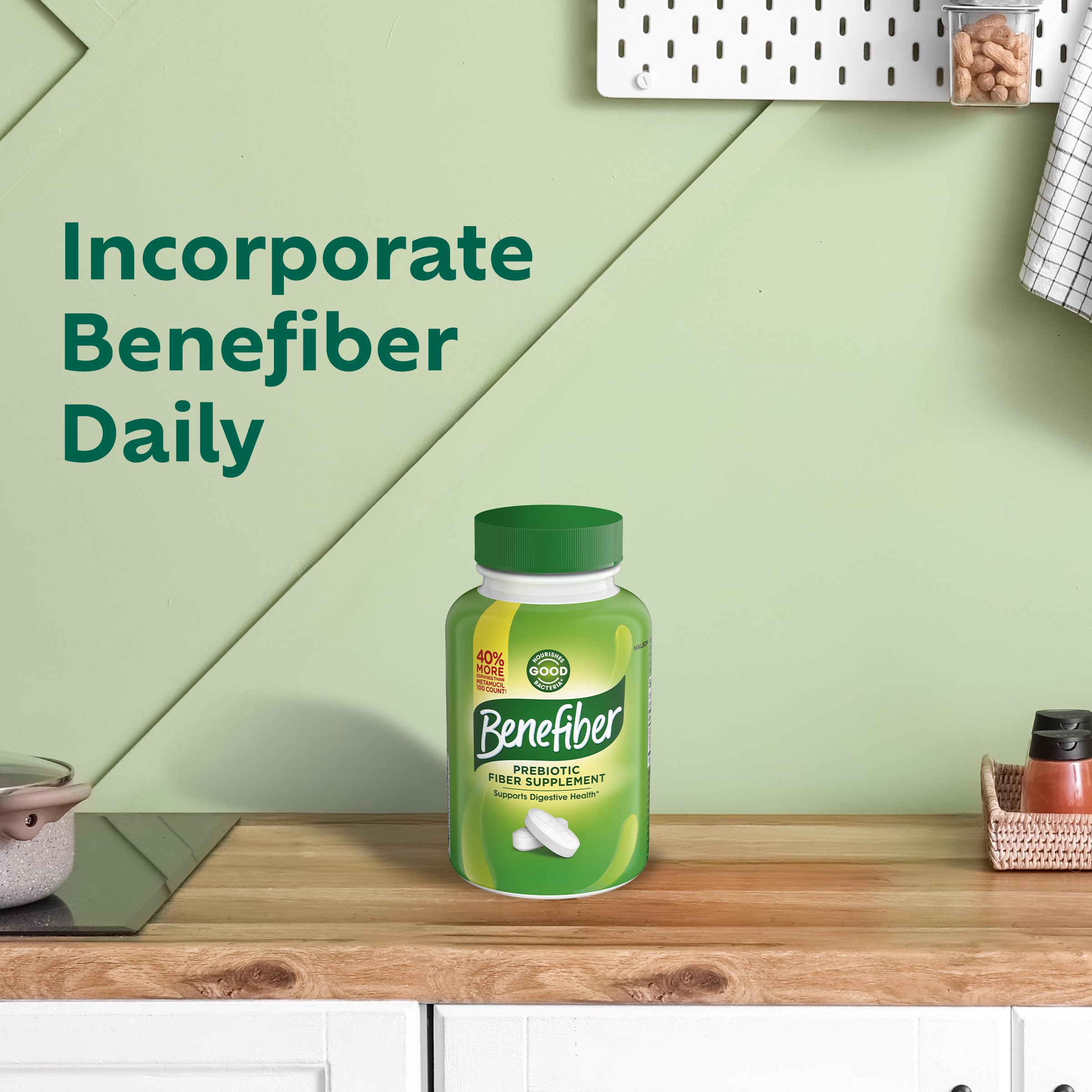 Close-up of Benefiber Prebiotic Fiber Supplement Caplets