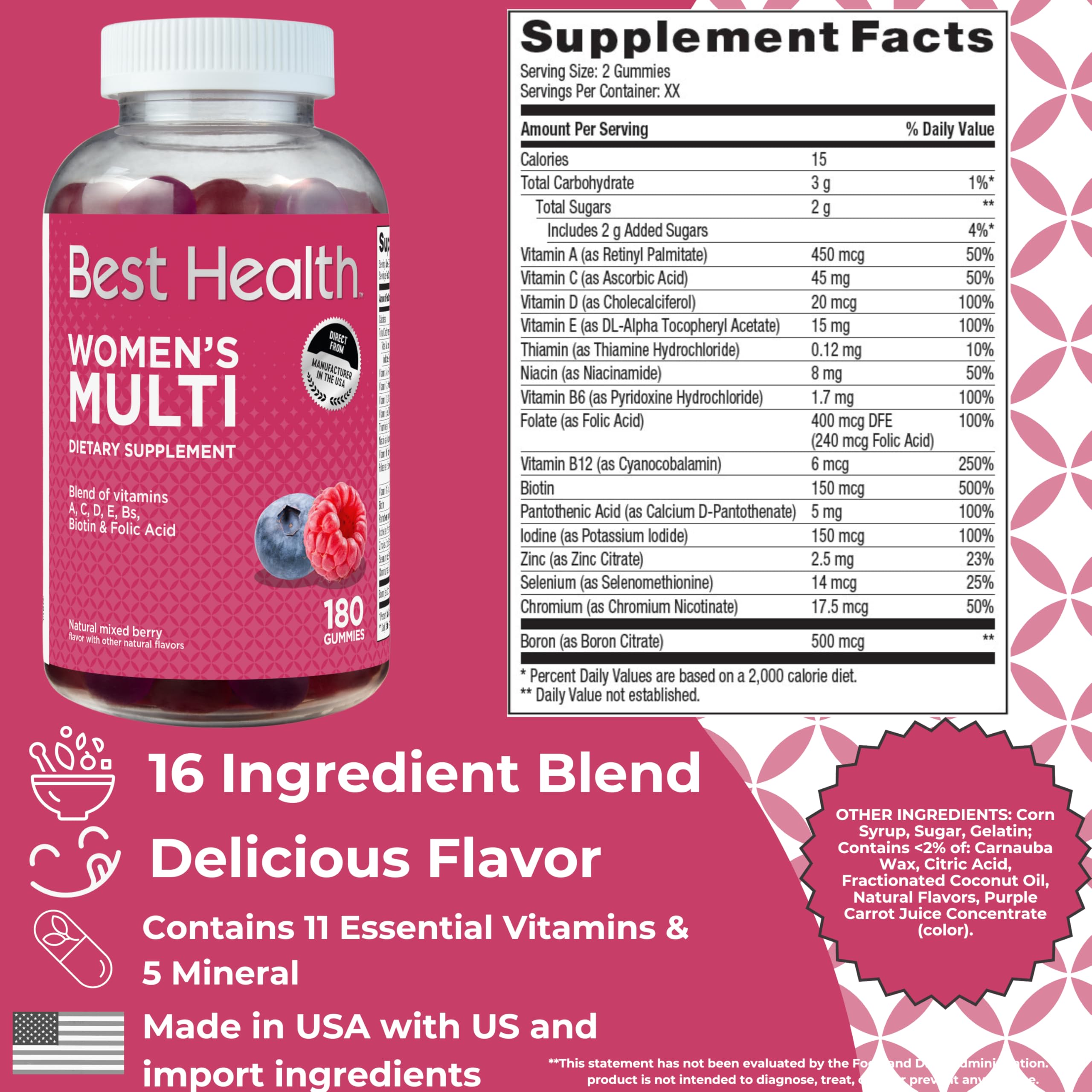 Close-up of Best Health Women's Multivitamin Gummies showing texture