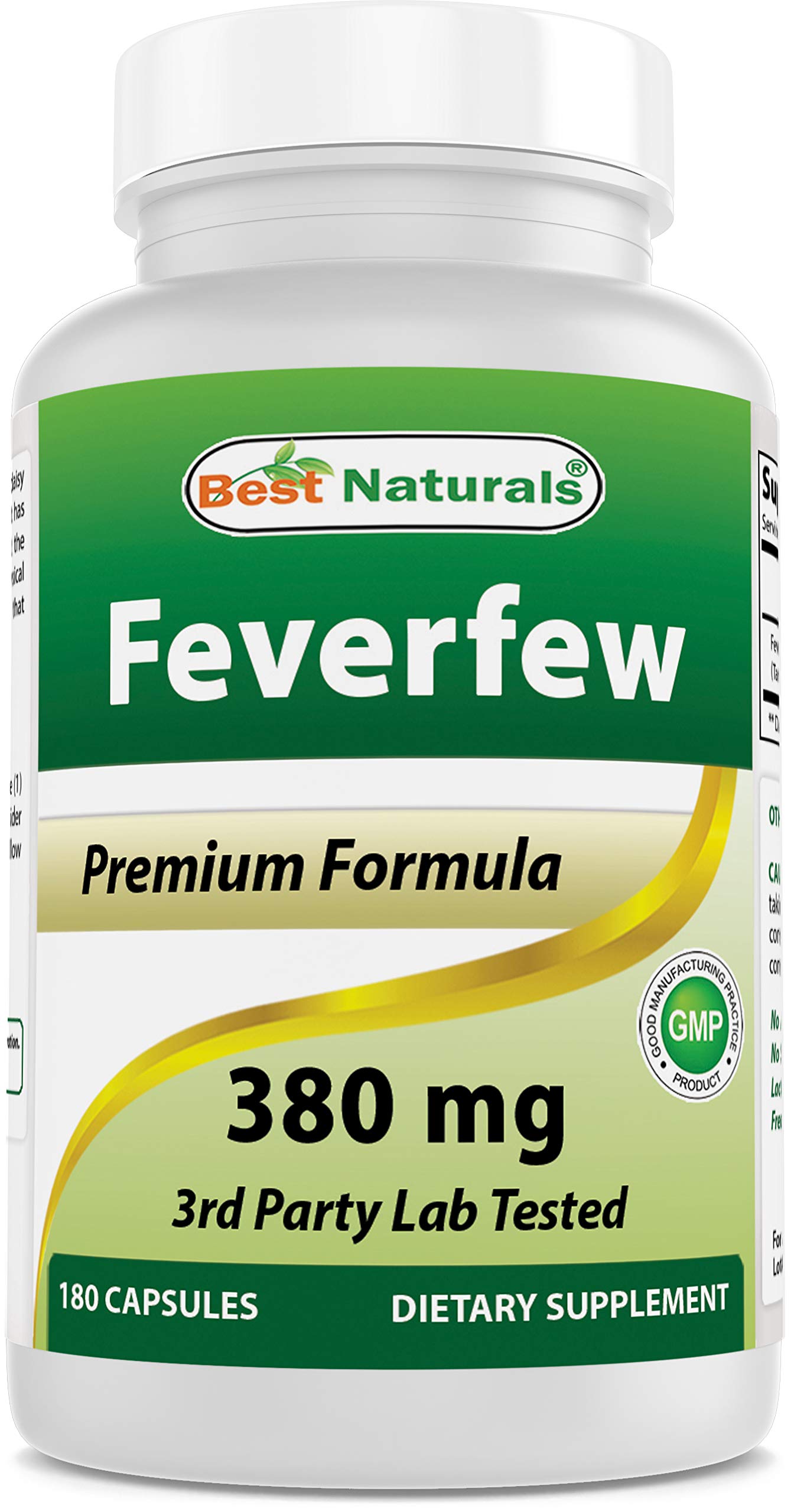 Close-up of Best Naturals Feverfew Capsule with detailed texture