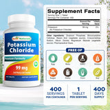 Close-up of Best Naturals Potassium Tablets showing dosage information