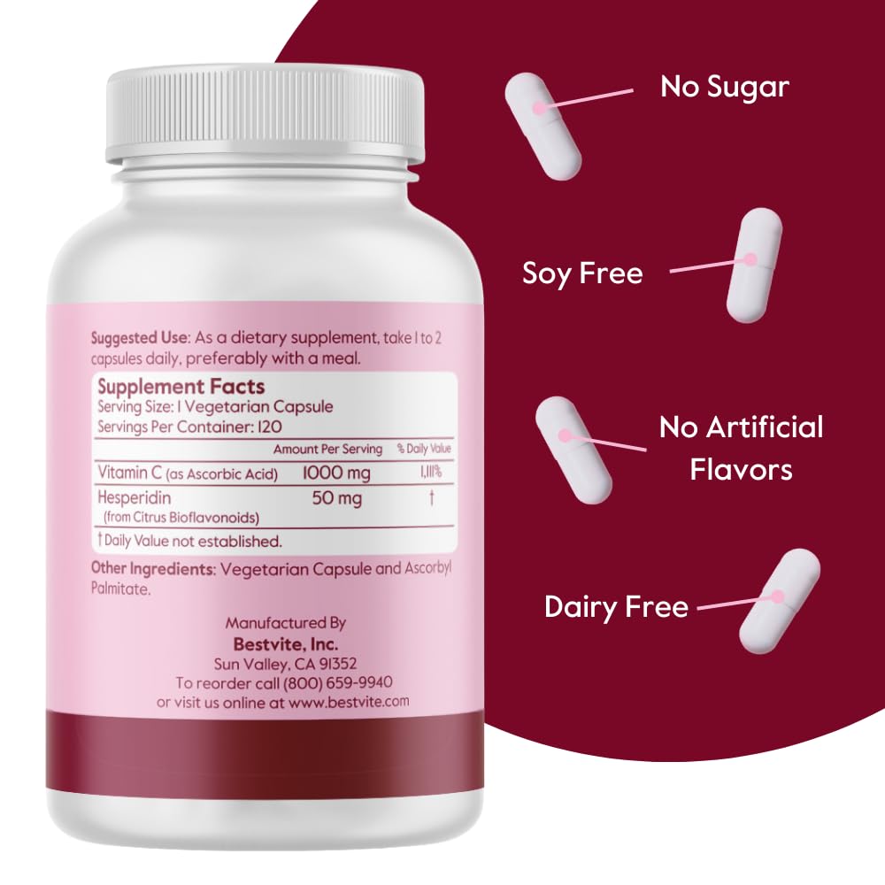 Close-up of BESTVITE C-1000 Vitamin C capsule