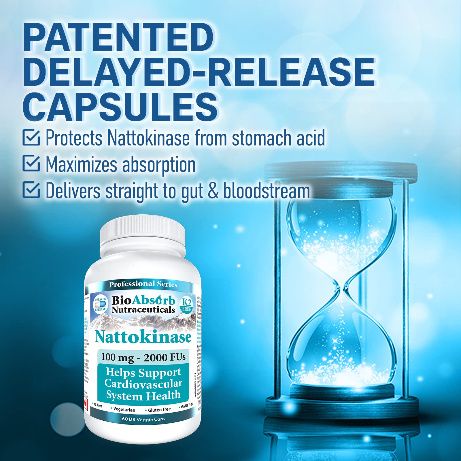 Close-up of Bio Absorb Nattokinase capsule