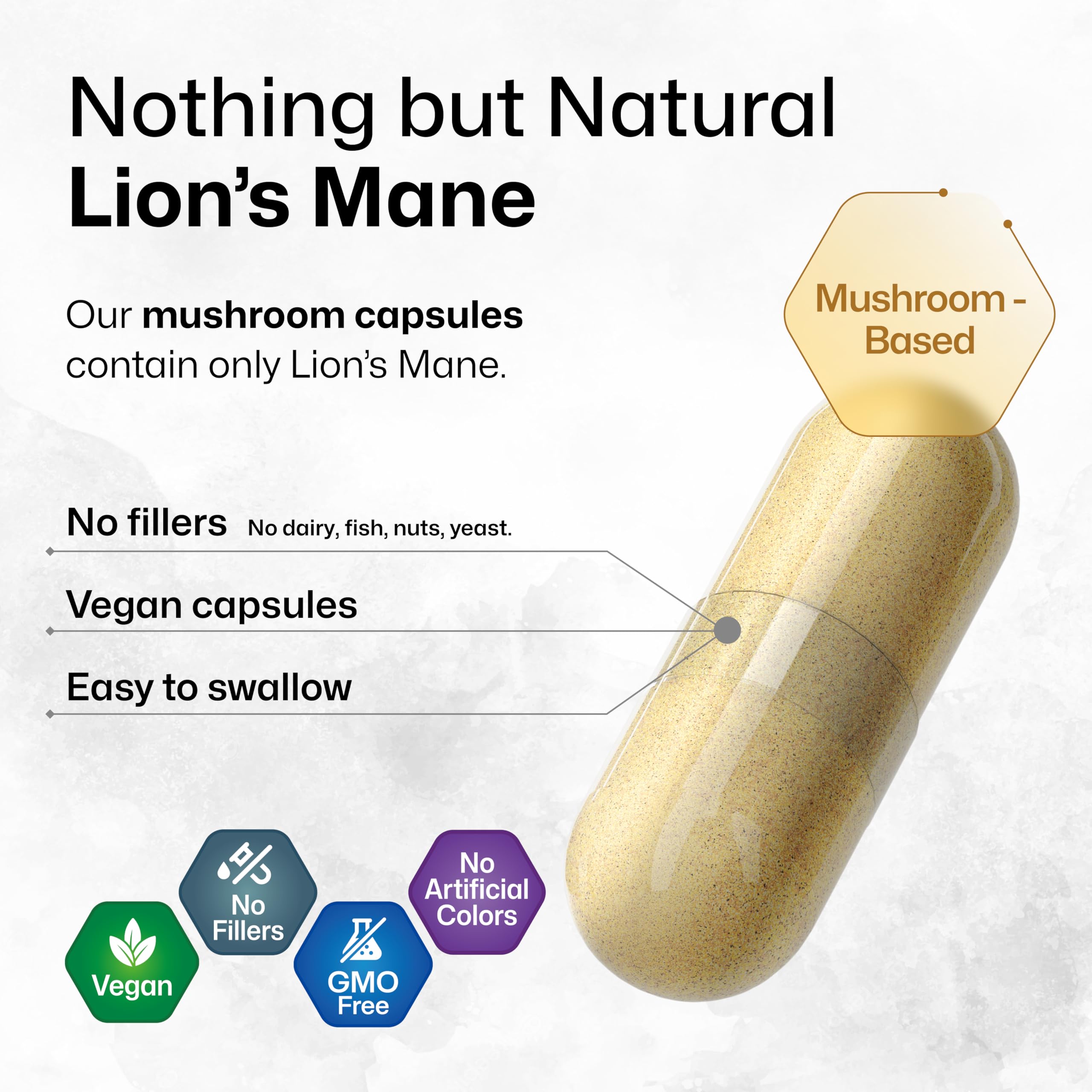 Close-up of BIO KRAUTER Lion's Mane Mushroom Capsules