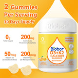 Close-up of Biobor Vitamin D3 & K2 Gummies showing gummy texture