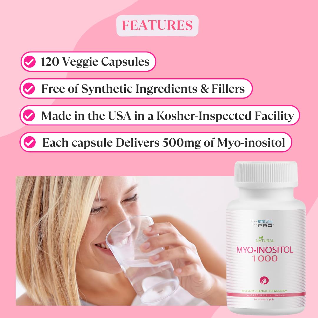 Close-up of BIOLABS PRO Myo-Inositol veggie capsules