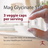 Close-up of BIOSPEC NUTRITIONALS Magnesium Glycinate 510 capsules