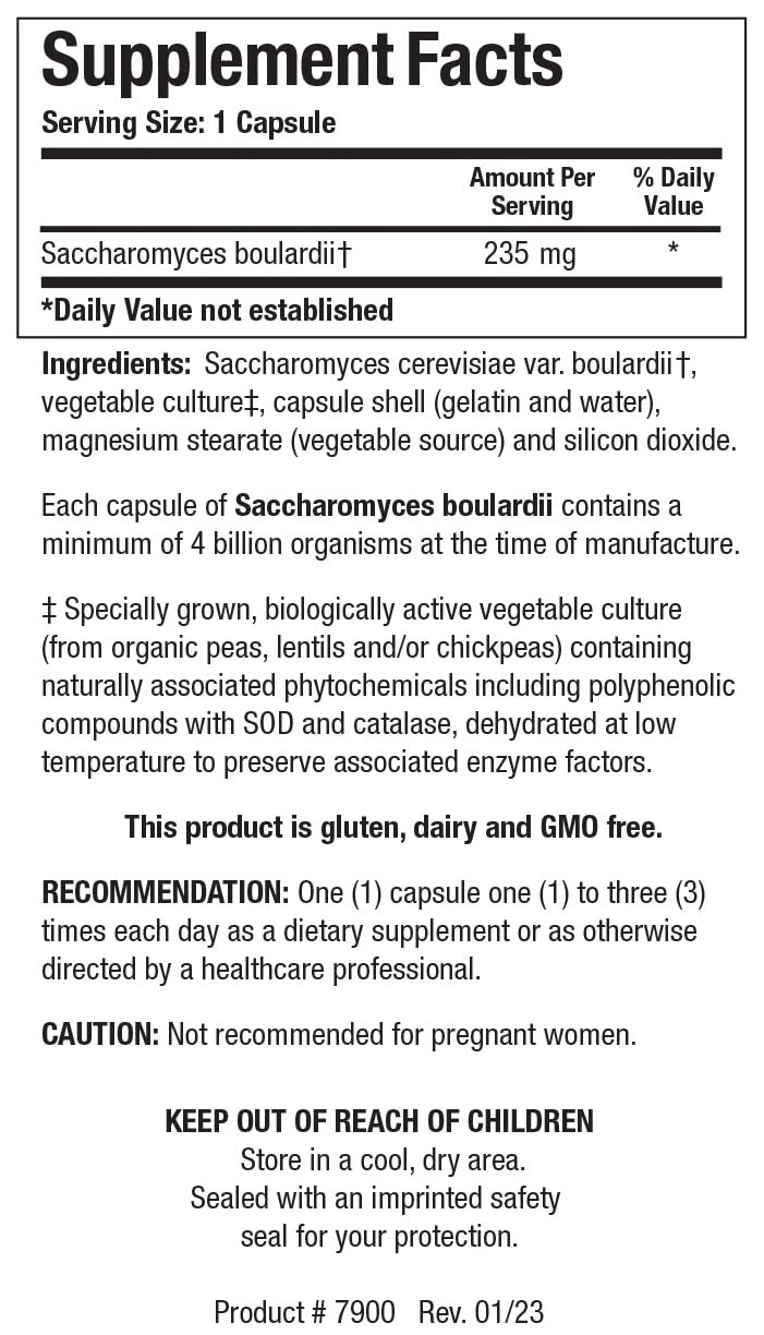 Close-up of BIOTICS RESEARCH Saccharomyces Boulardii Probiotic Capsules