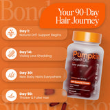 Close-up of Bloom & Bond Pumpkin Seed Oil Softgels in a hand