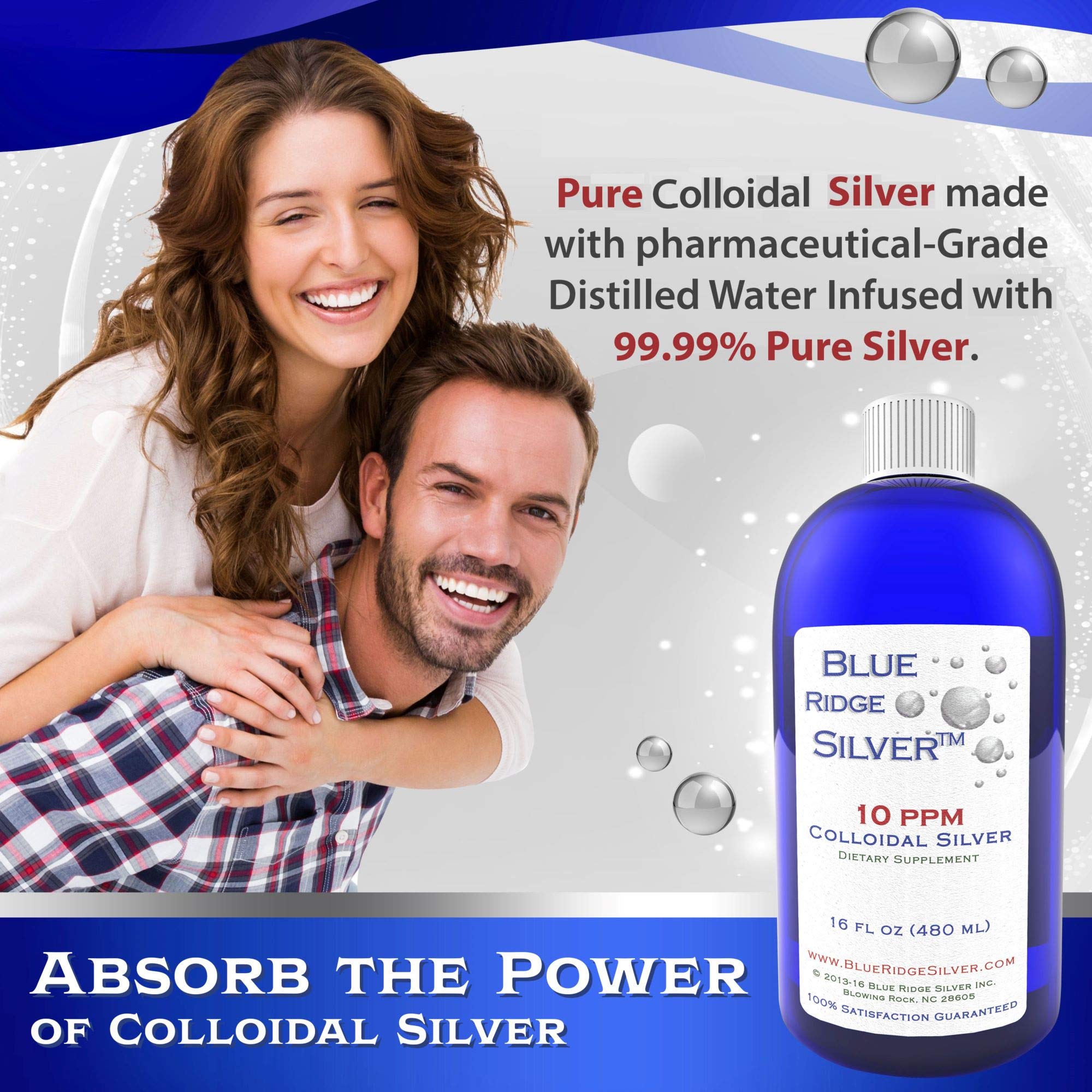 Close-up of Blue Ridge Silver Colloidal Silver 10 ppm liquid
