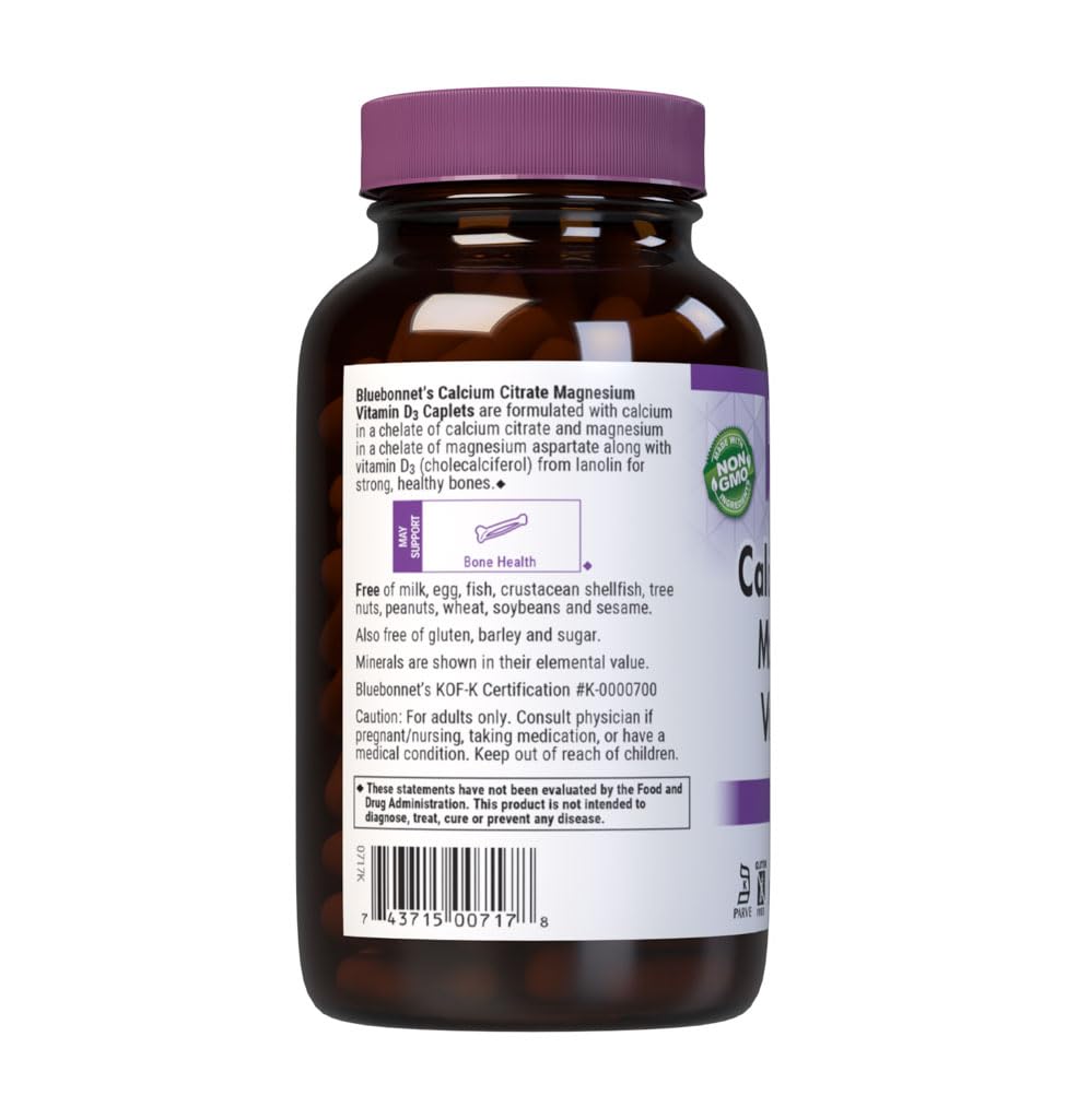 Close-up of BlueBonnet Calcium Citrate Magnesium Plus Vitamin D3 caplets