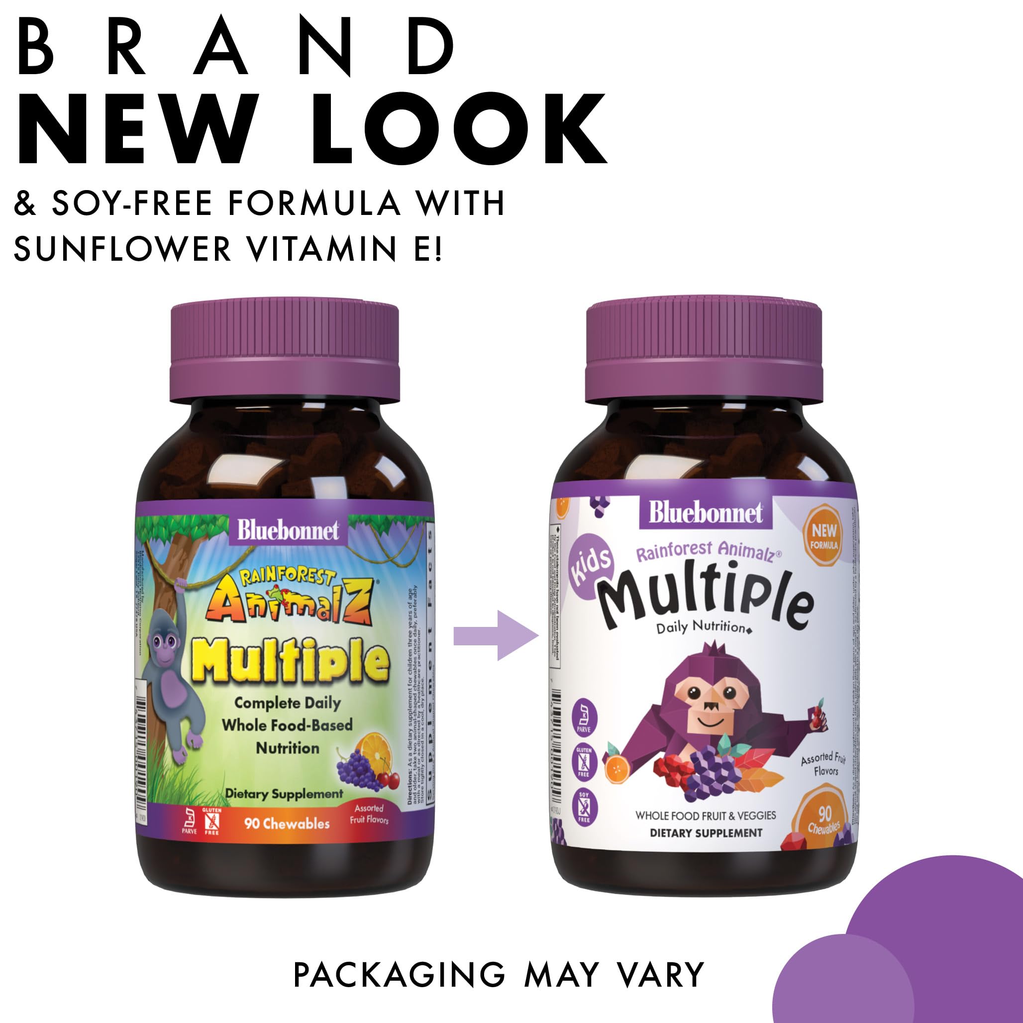 Close-up of BlueBonnet Kids Multivitamin chewable tablet