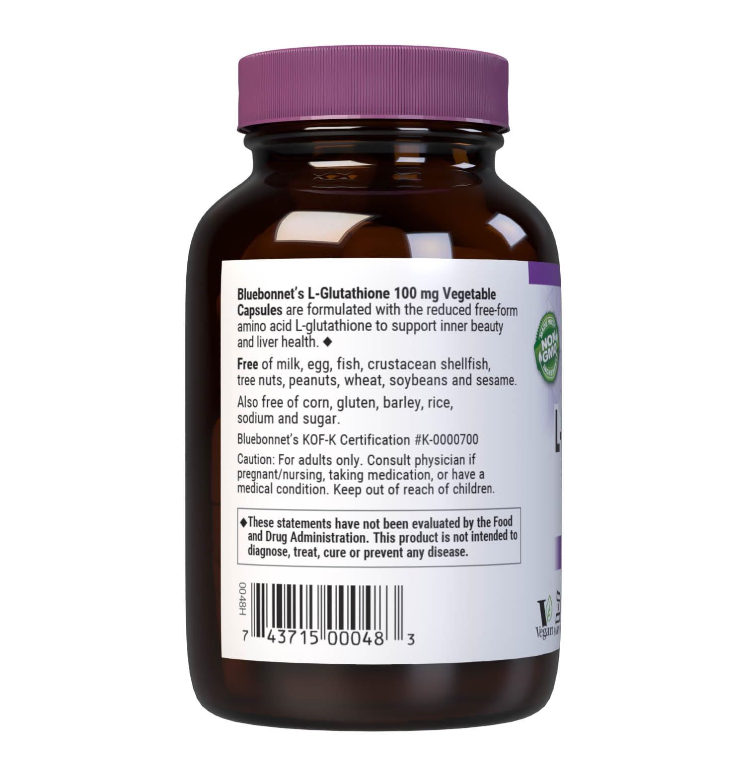 Close-up of BlueBonnet L-Glutathione capsules