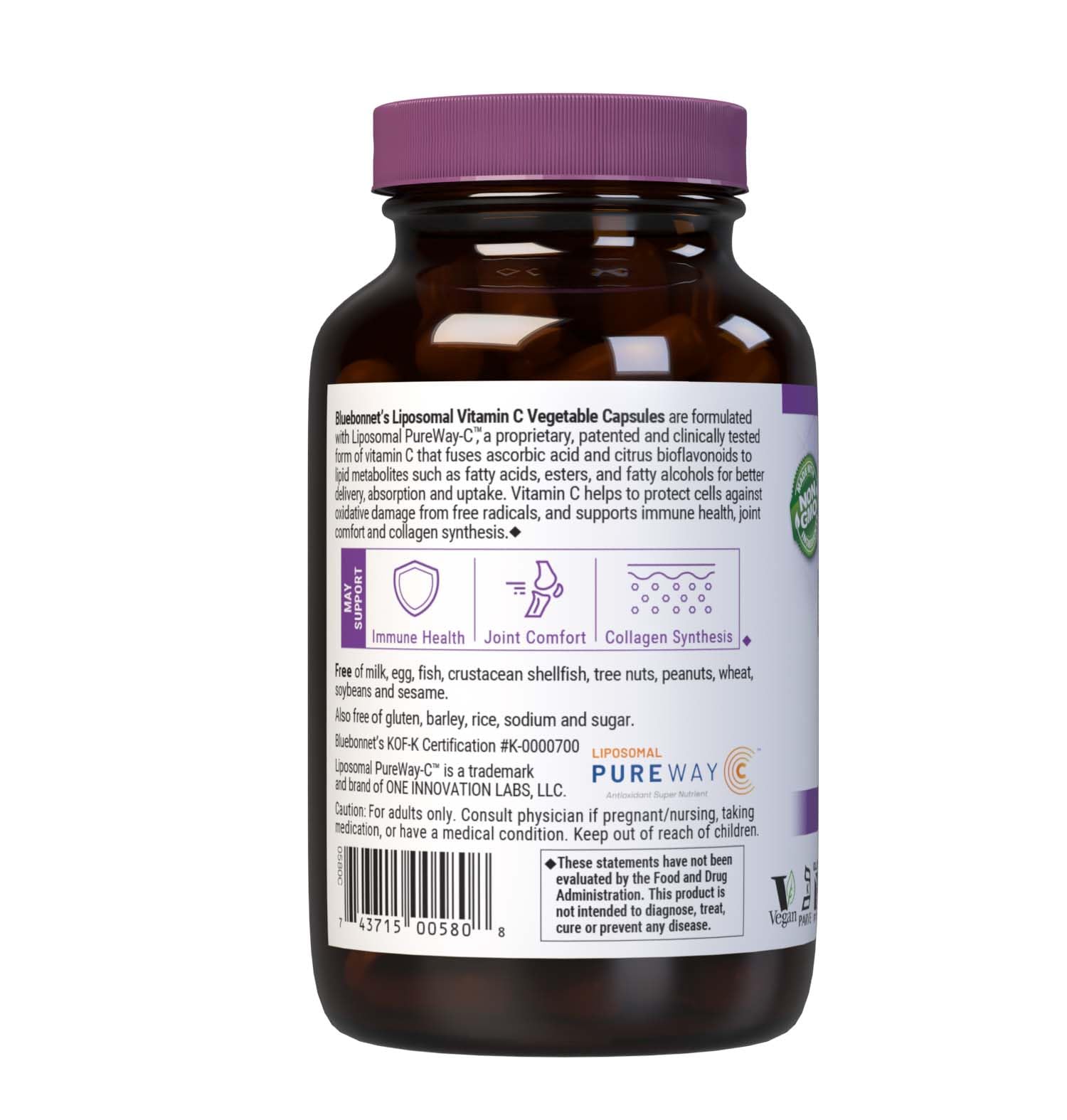 Close-up of BlueBonnet Liposomal PureWay-C Vitamin C 1000mg vegetable capsules