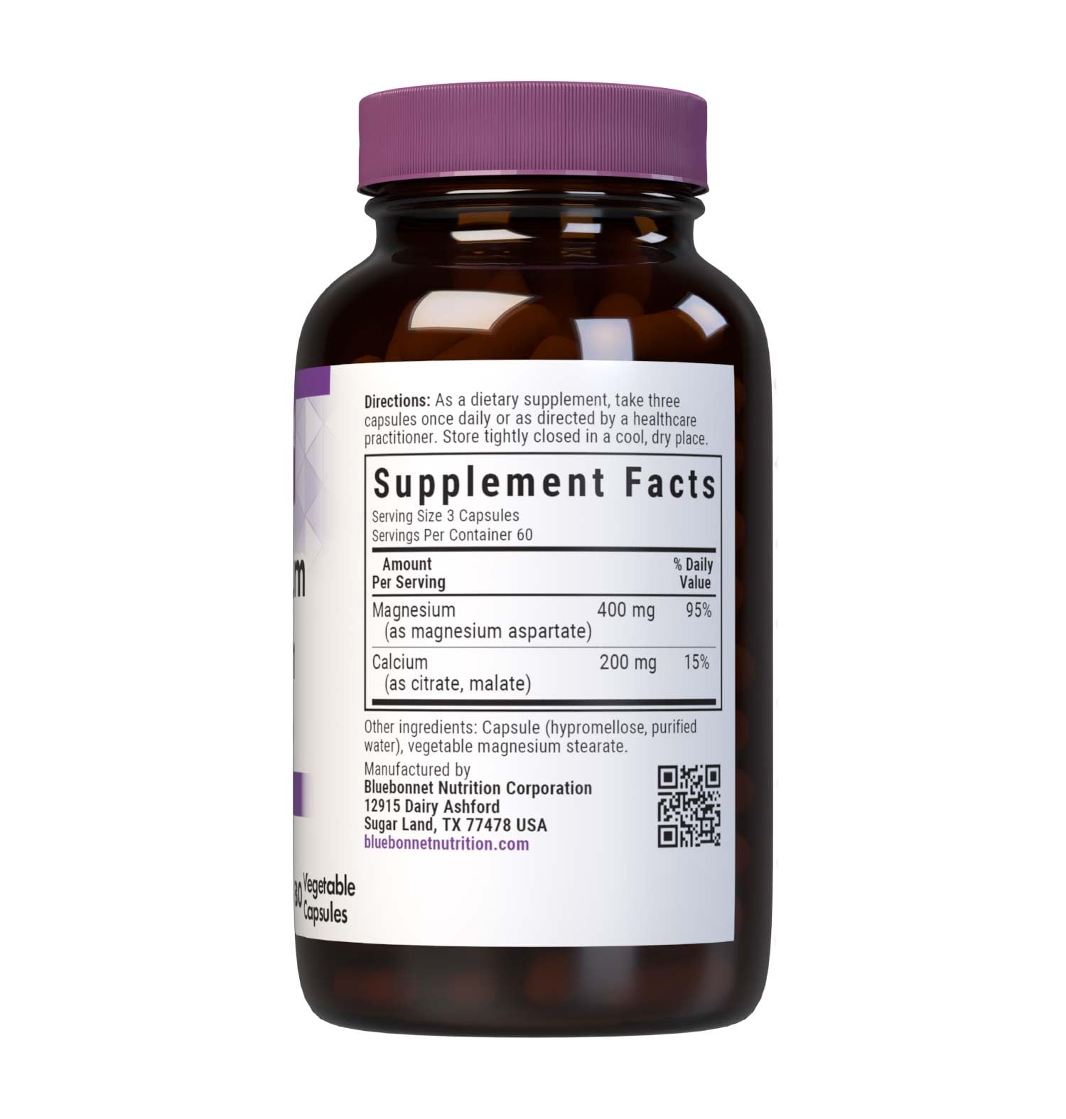 Close-up of BlueBonnet Magnesium & Calcium capsules