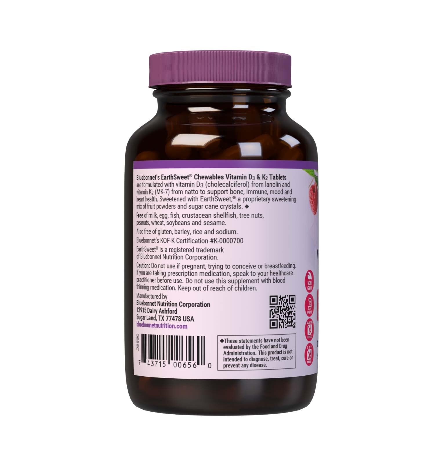 Close-up of BlueBonnet Vitamin D3 & K2 chewable tablet