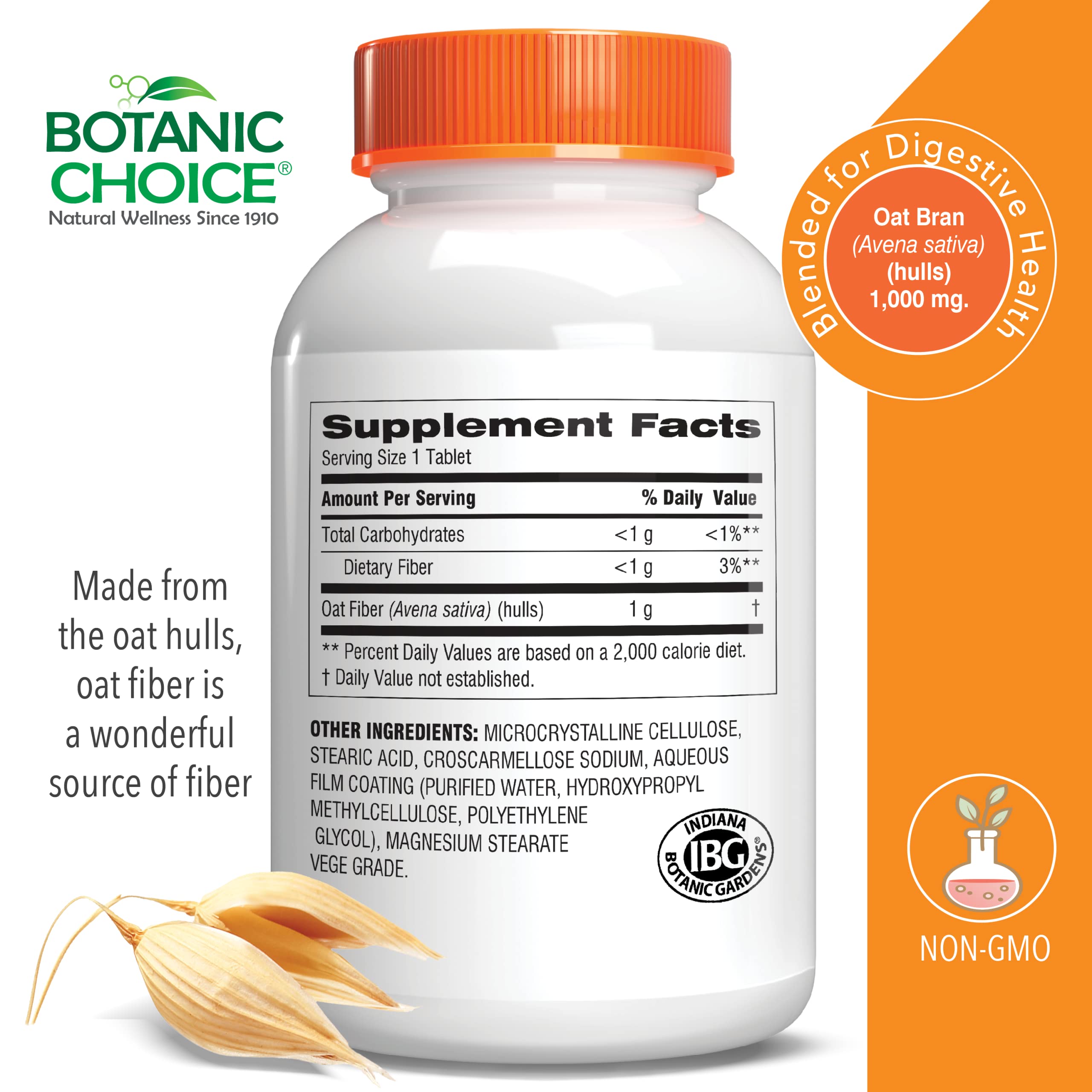 Close-up of Botanic Choice Oat Fiber Supplement tablet