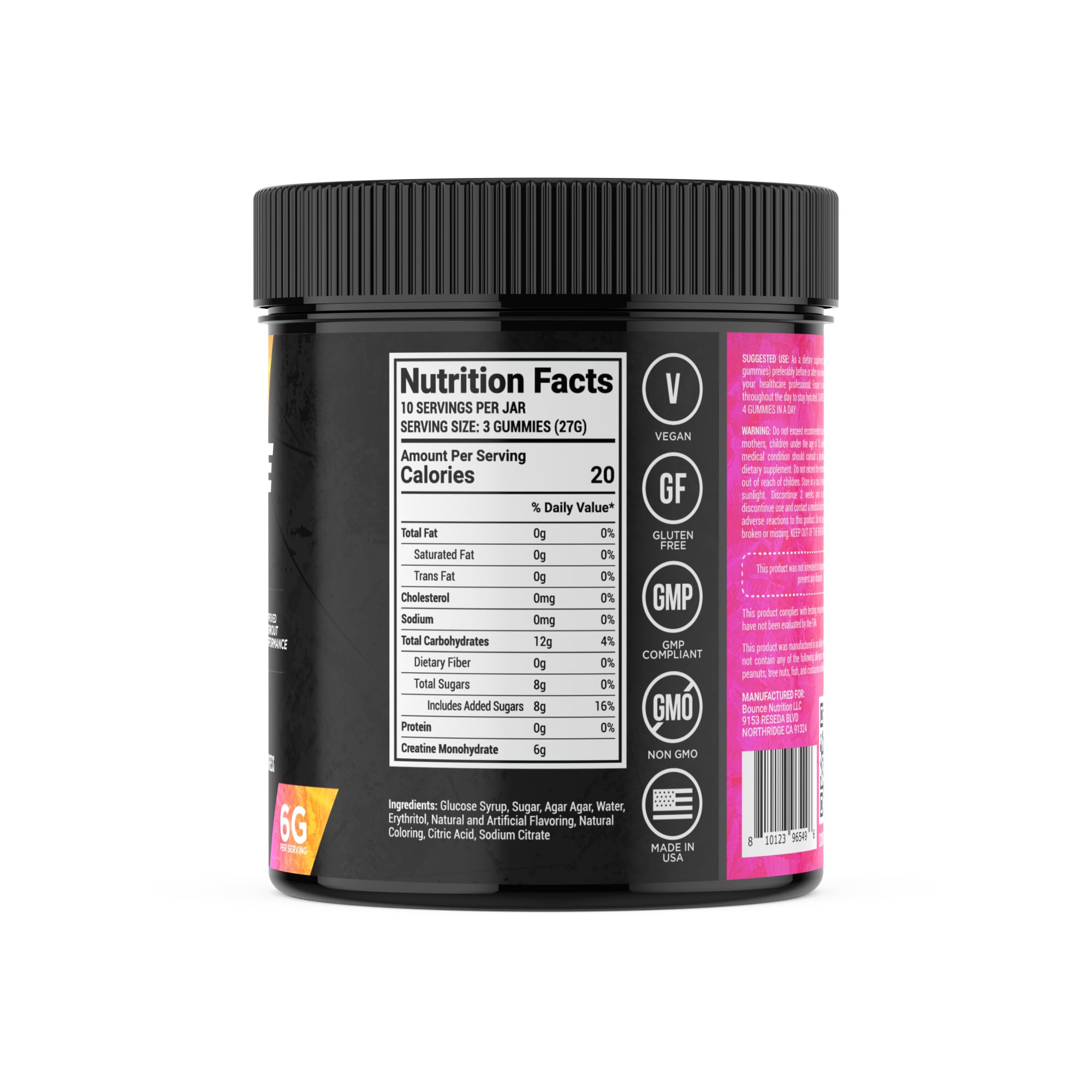 Close-up of Bounce Pro Creatine Gummies showing individual gummies