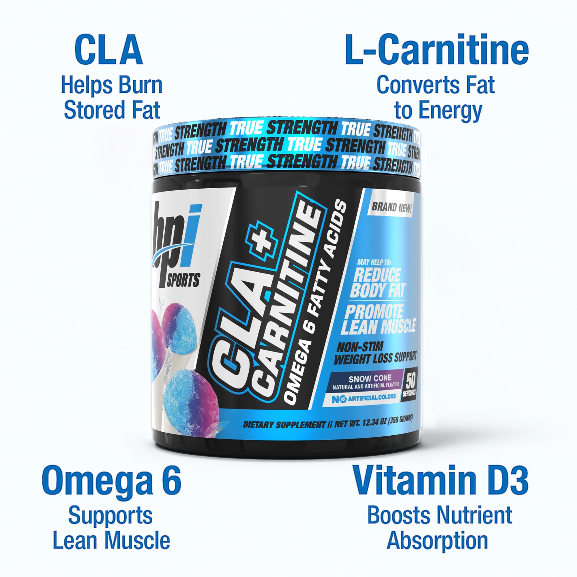 Close-up of BPI Sports CLA + Carnitine ingredients