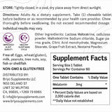 Close-up of Briyo Melatonin 3 mg chewable tablet showing grape flavour