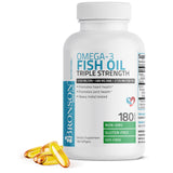Close-up of Bronson Fish Oil supplement capsules