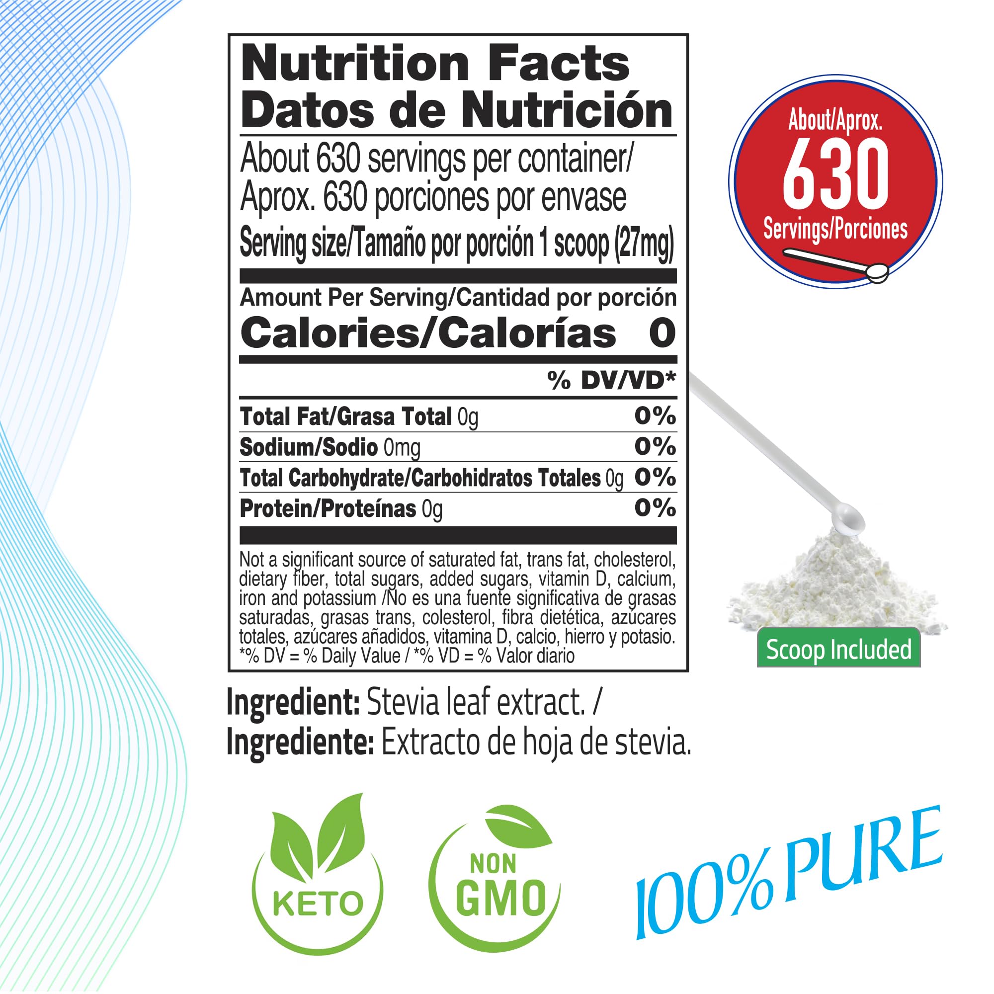 Close-up of BSL BSWEETBNATURAL stevia powder