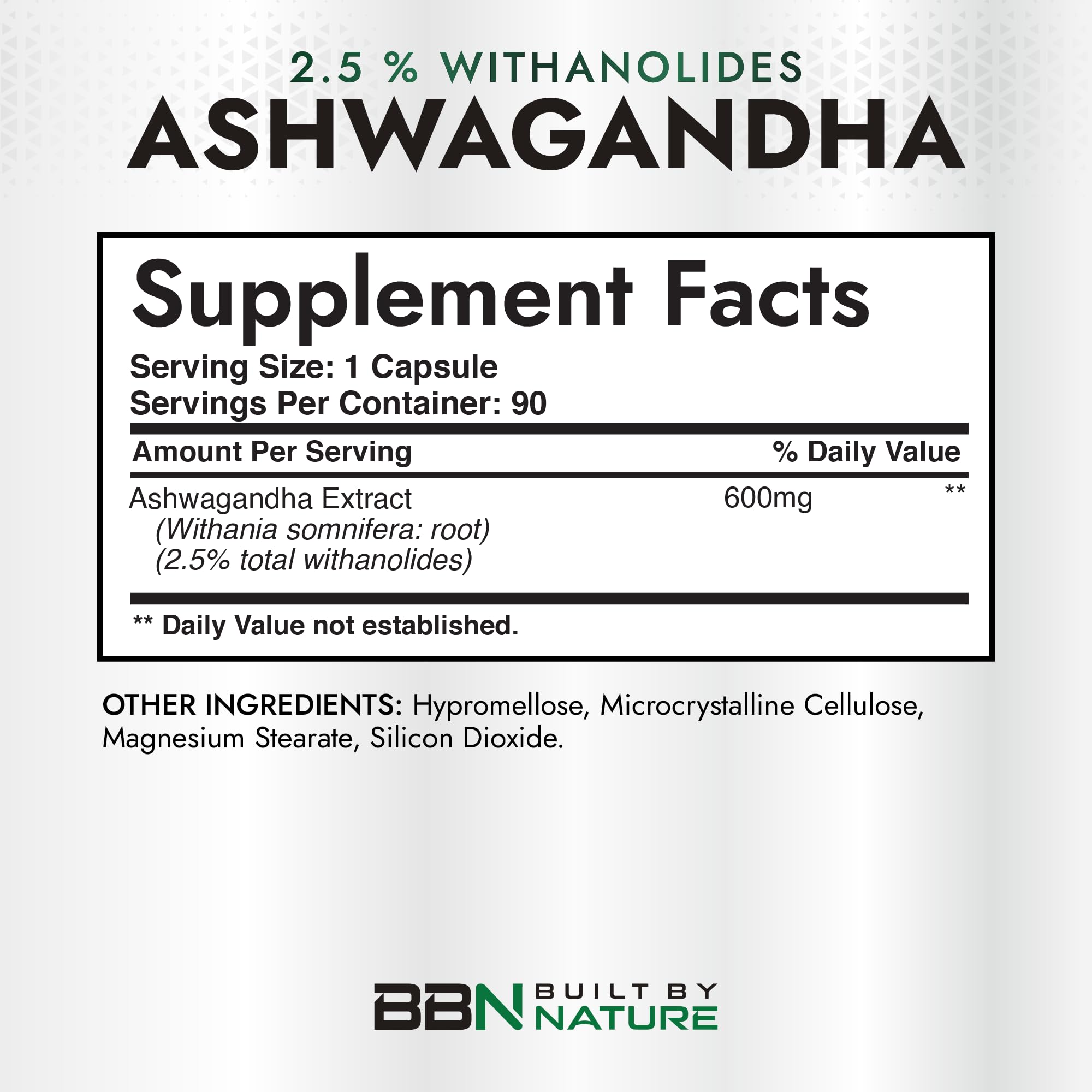 Close-up of Built by Nature Ashwagandha capsule