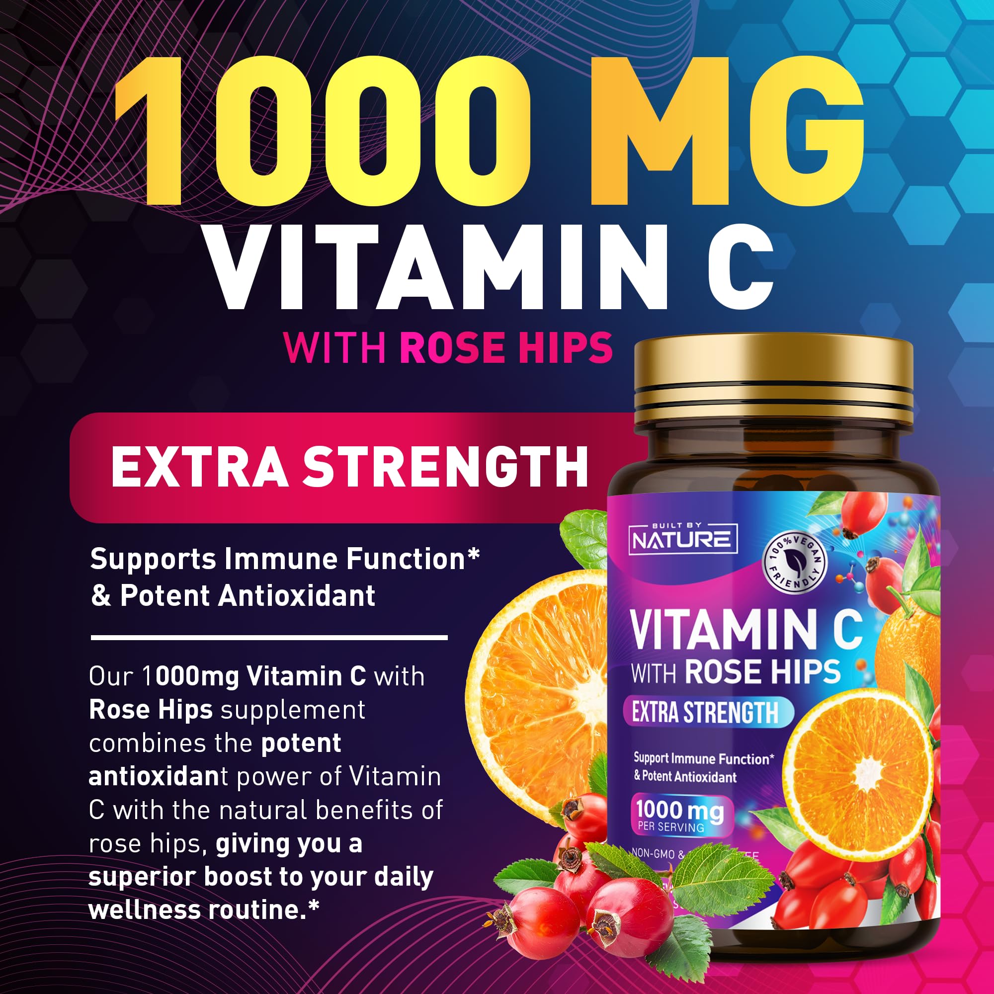 Close-up of Built by Nature Vitamin C Chewable Tablet