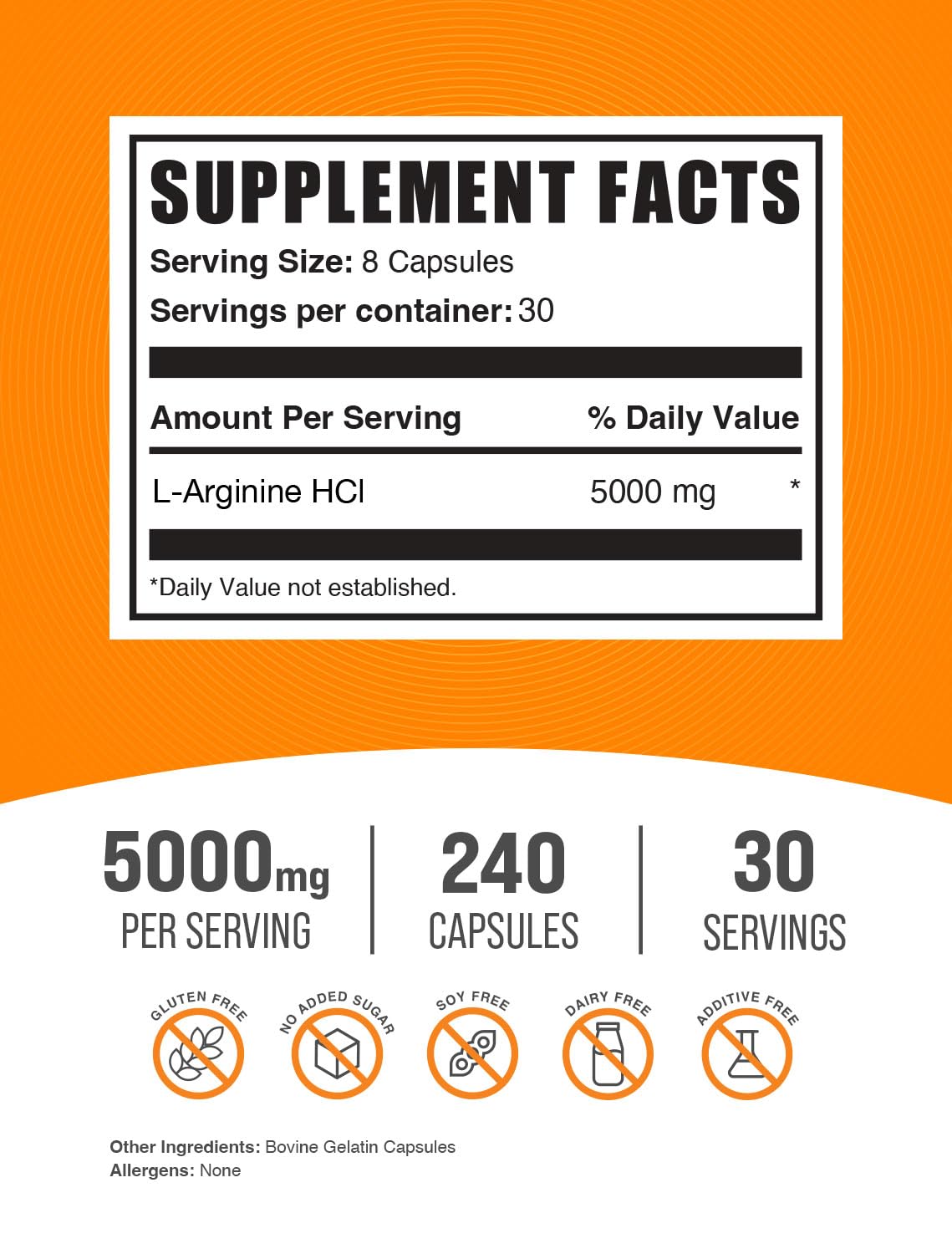Close-up of BulkSupplements L-Arginine HCl Capsules