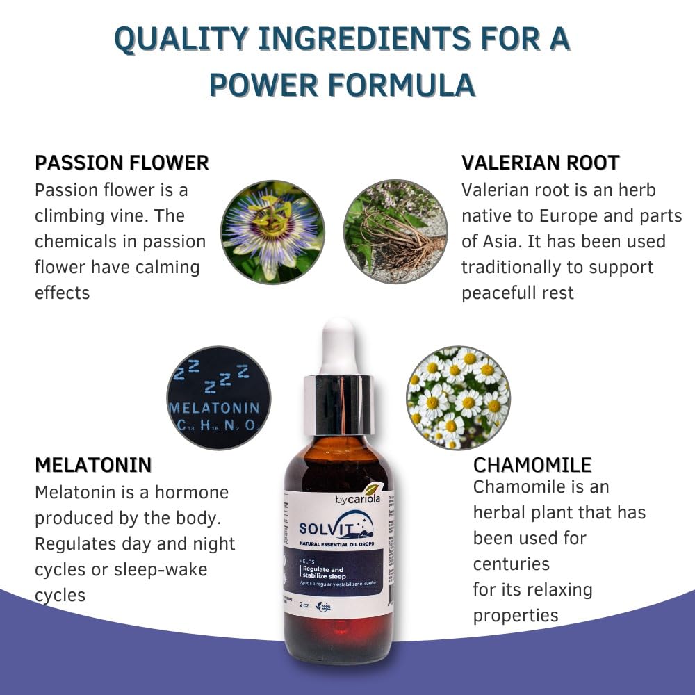 Close-up of BY CARIOLA Solvit Sleep Supplement ingredients