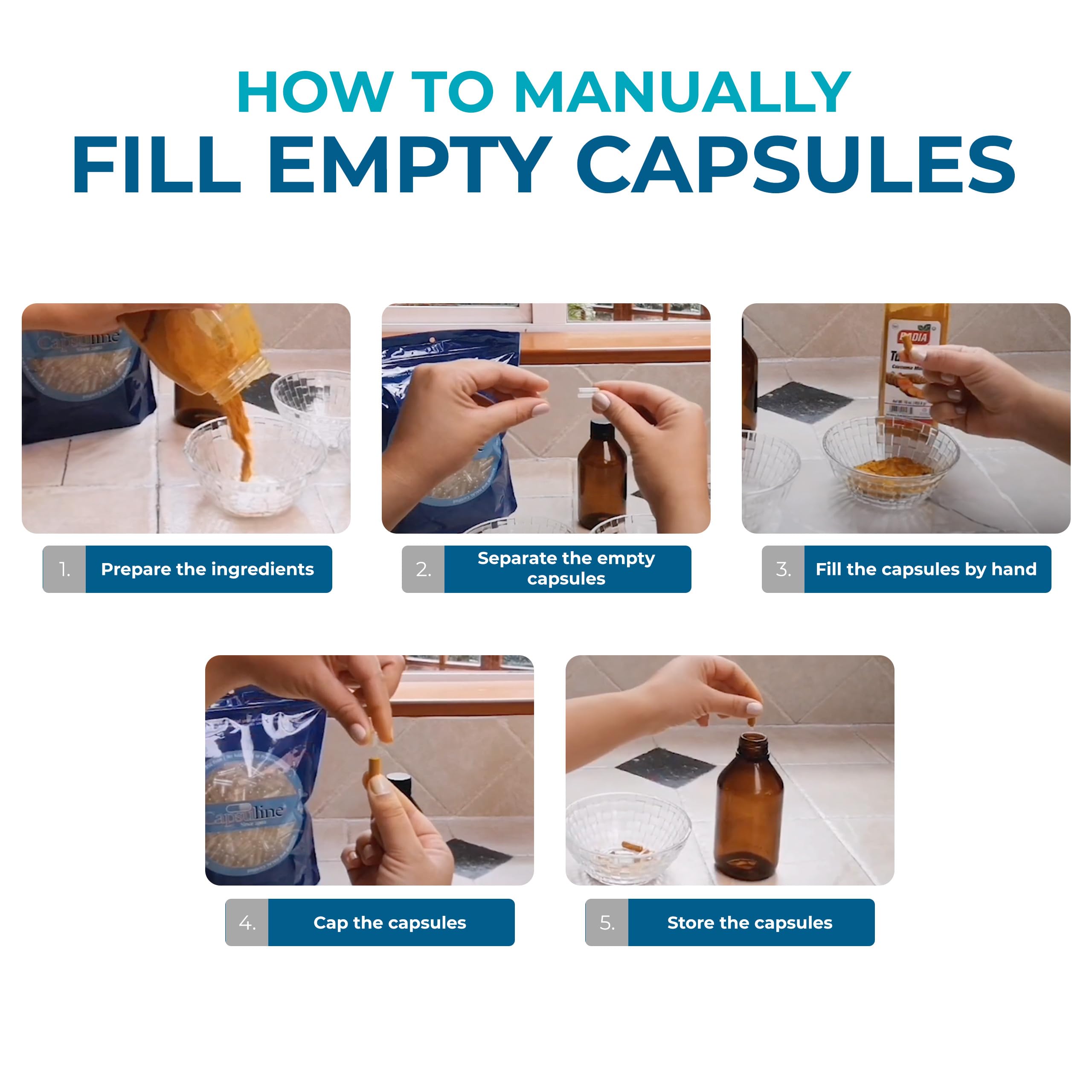 Close-up of Capsuline Gelatin Empty Capsules Size 4