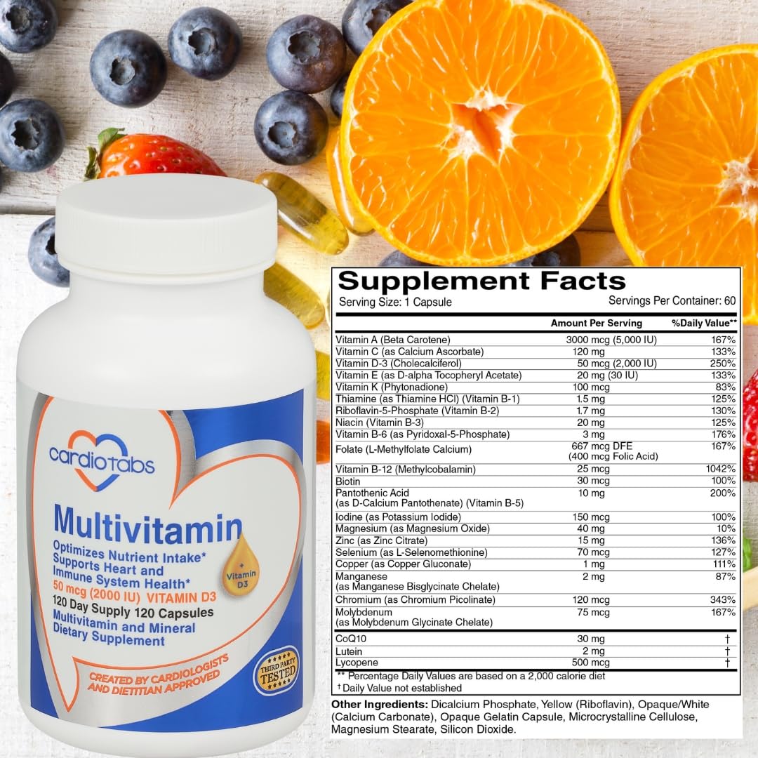 Close-up of CardioTabs Multivitamin capsules